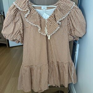 AUREUM Brown Gingham Dress